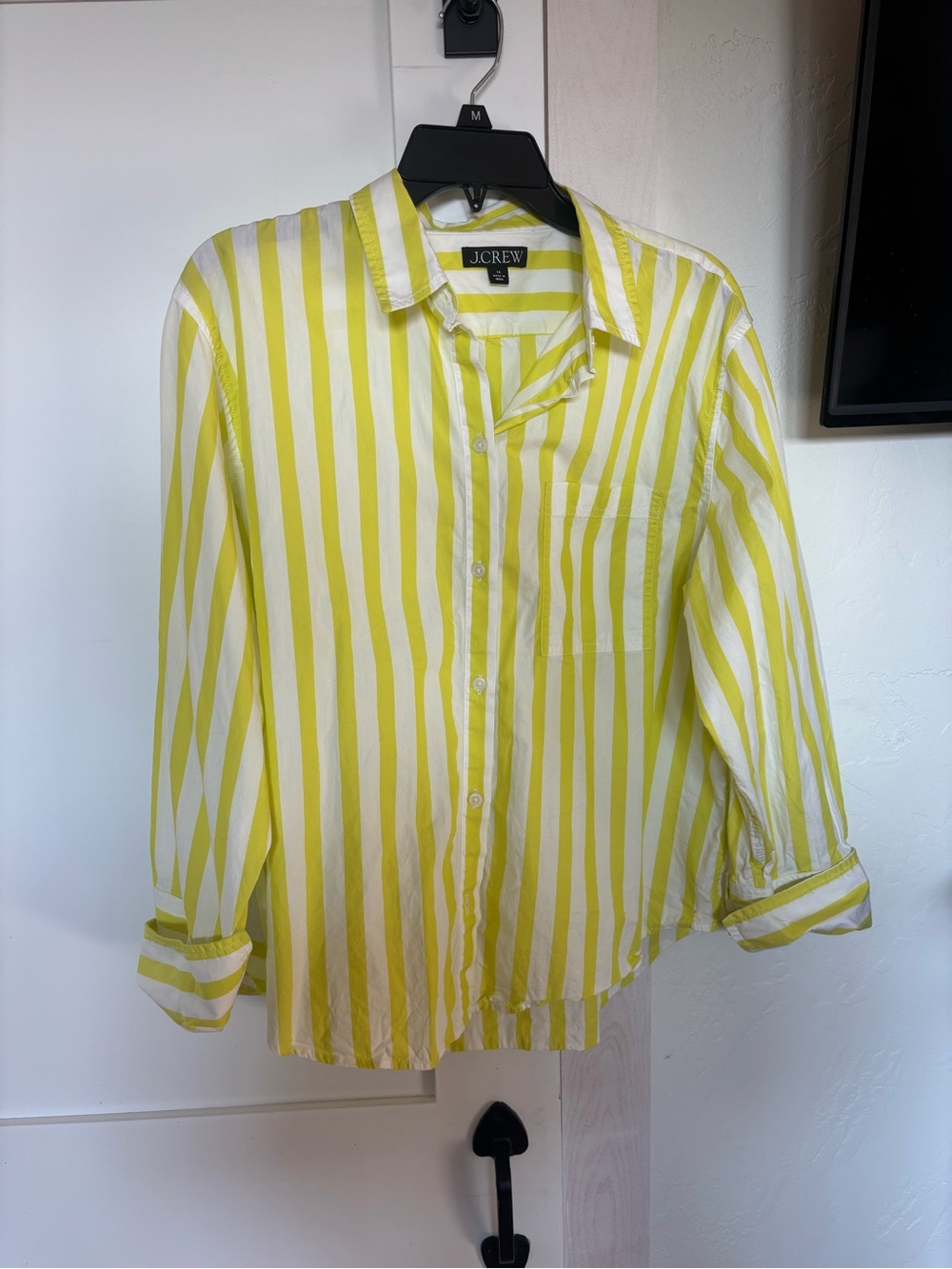 J. Crew Yellow and White Striped Button-Down Shirt